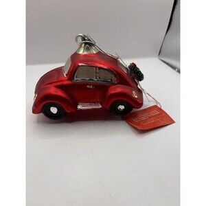 NEW Dept. 56  Blown Mercury Glass Red Volkswagon Bug  Ornament  New